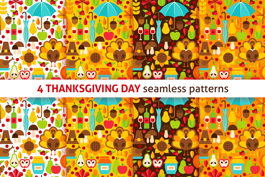 Thanksgiving Flat Seamless Patterns in Patterns - product preview 8