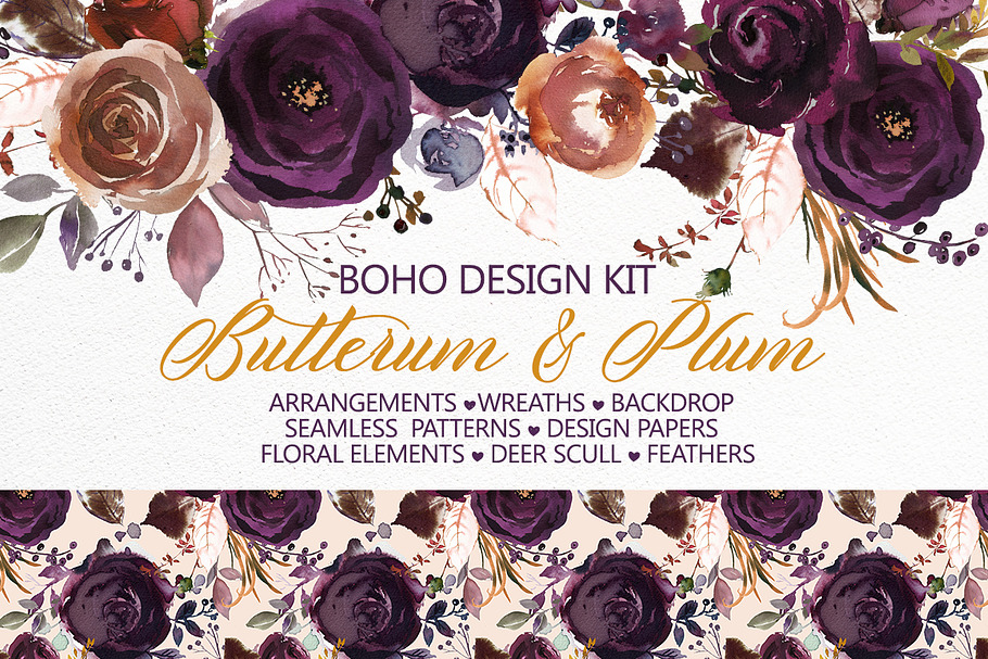 Butterum & Plum Boho Florals PNG in Illustrations - product preview 8