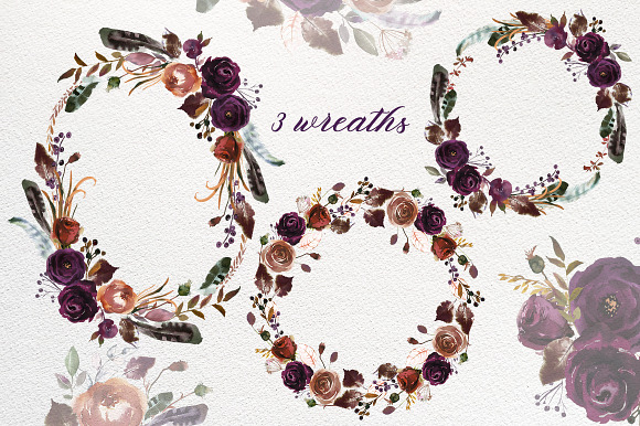 Butterum & Plum Boho Florals PNG in Illustrations - product preview 2