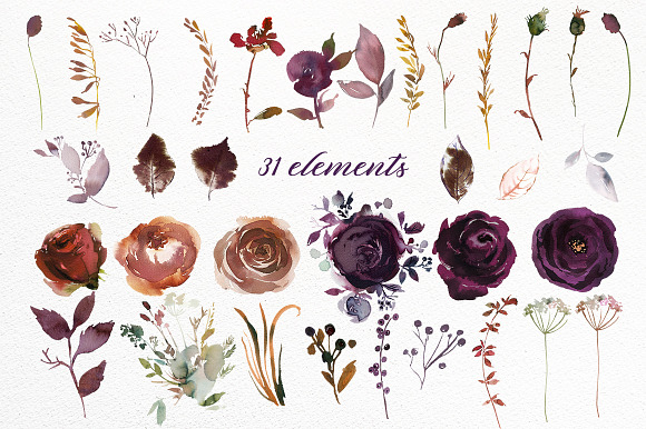Butterum & Plum Boho Florals PNG in Illustrations - product preview 5