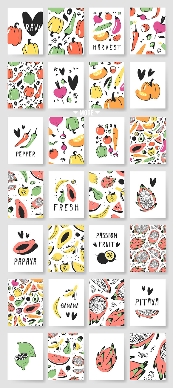 Fruits, vegetables, juices, patterns in Illustrations - product preview 4