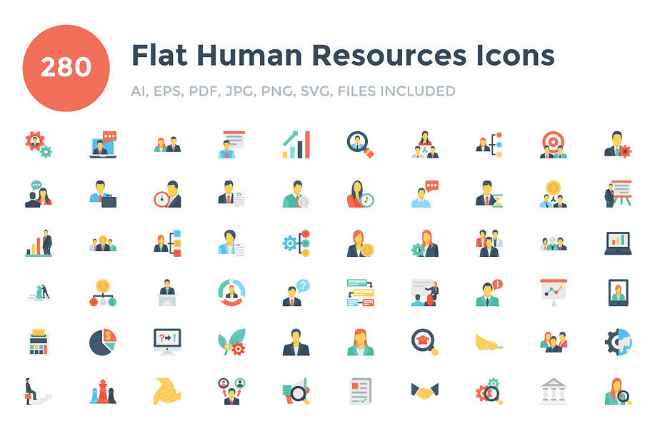 280 Flat Human Resouces Icons  in Graphics - product preview 8