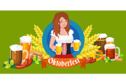 Beer festival Oktoberfest celebrations retro style labels, badges and logos set with  mug on background Vector illustration.