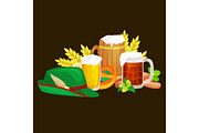 germany beer festival oktoberfest, bavarian  in glass mug, traditional party celebration, vector illustration