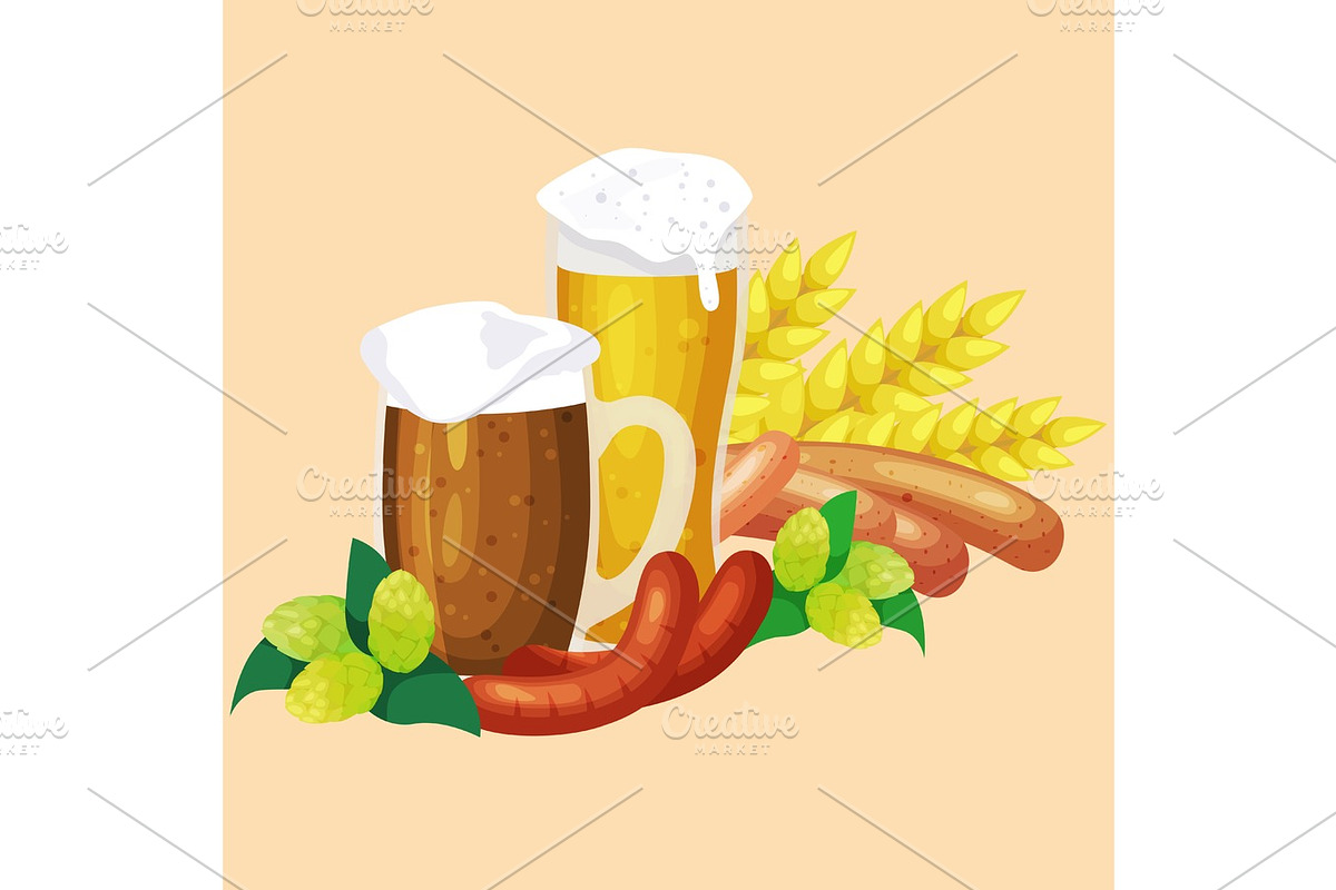 germany beer festival oktoberfest, bavarian  in glass mug, traditional party celebration, vector illustration in Illustrations - product preview 8