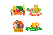 germany beer festival oktoberfest, bavarian  in glass mug, traditional party celebration, vector illustration