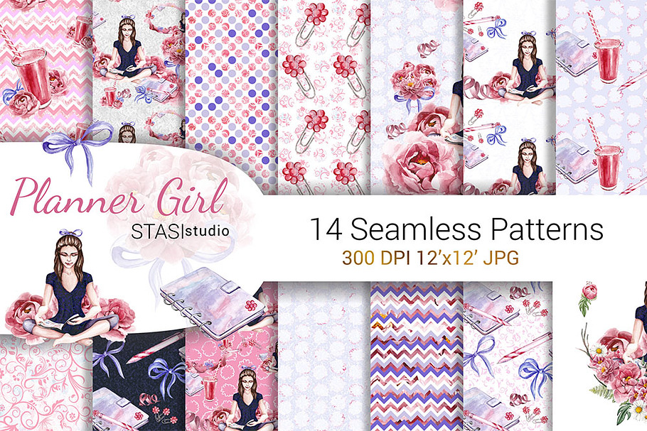 Planner Girl Watercolor Paper in Patterns - product preview 8