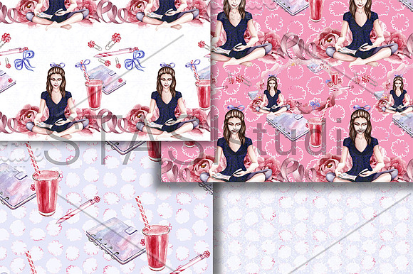 Planner Girl Watercolor Paper in Patterns - product preview 2