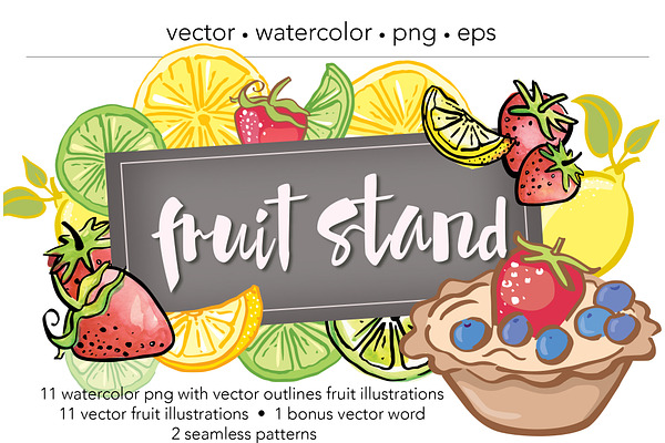 Fruit Stand Watercolor/Vector Art
