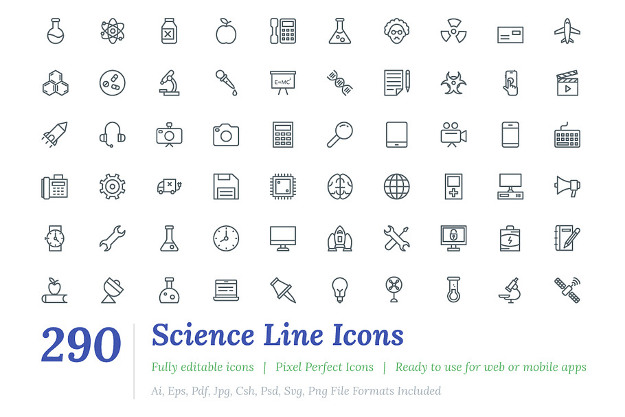 290 Science Line Icons