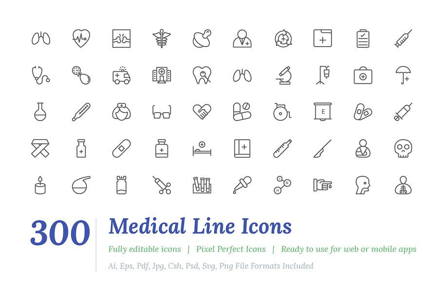 300 Medical Line Icons 