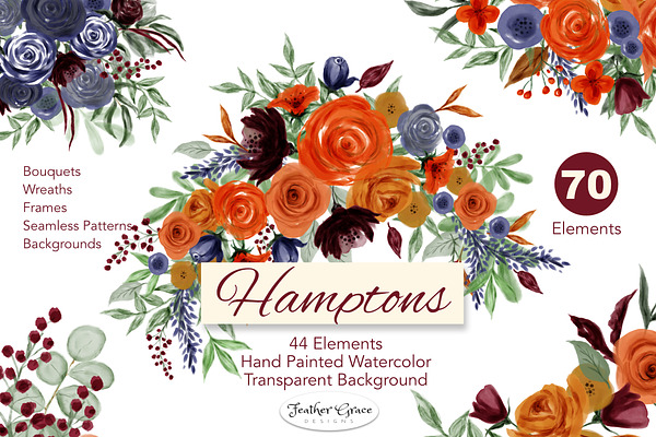 Watercolor Flowers - Hamptons