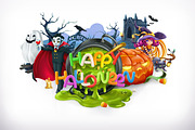 Happy Halloween. 3d vector emblem