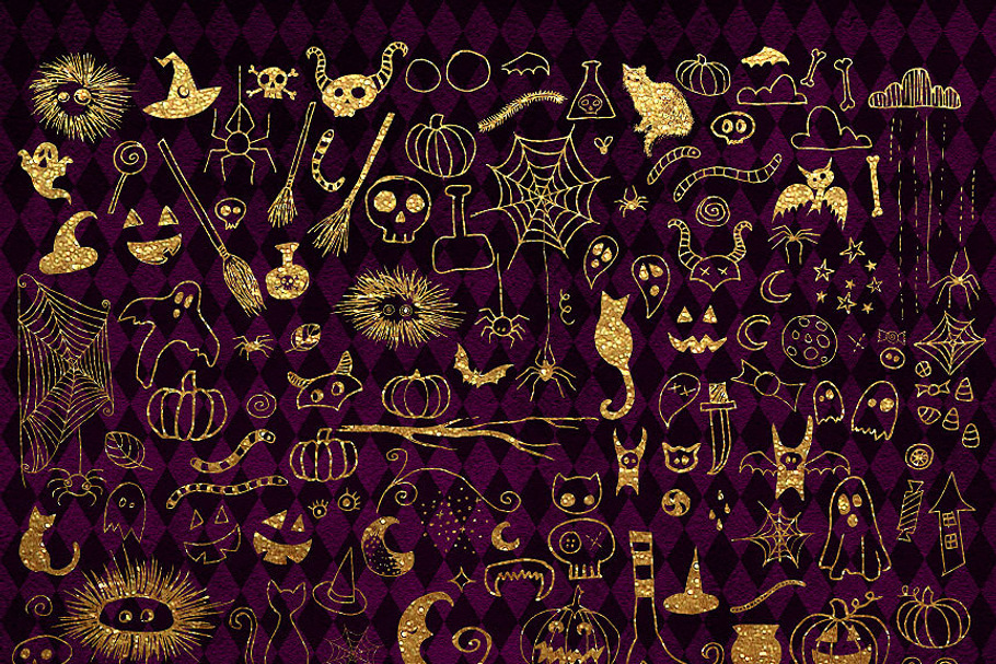 Gold Halloween Doodle clipart
