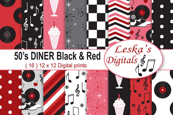 Retro 50's Diner Digital Paper