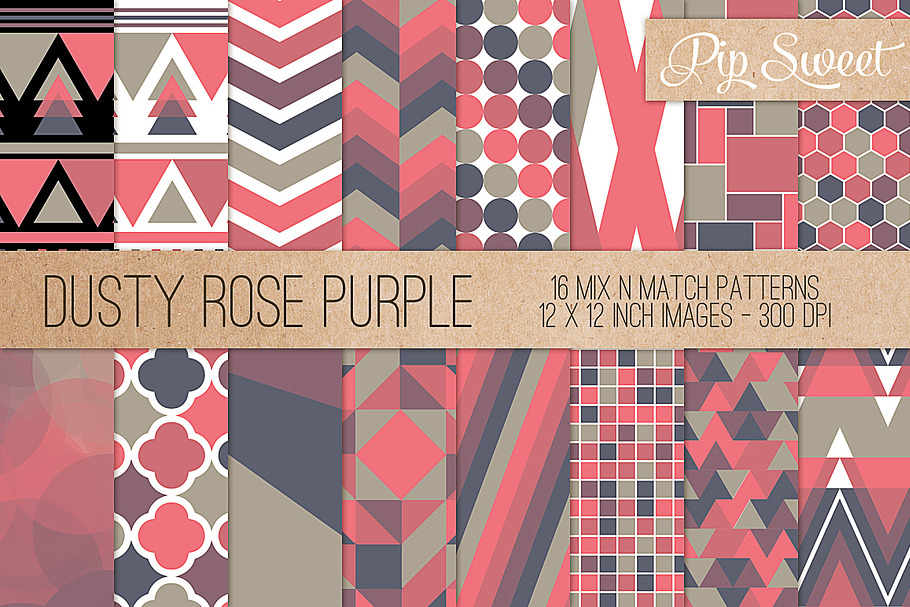 Dusty Rose Purple 16 Pattern Set in Patterns - product preview 8