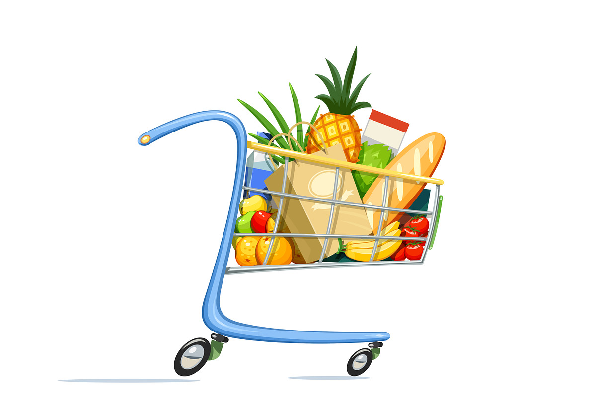 Shopping cart with foodstuff. in Illustrations - product preview 8