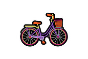 Bike with Basket Embroidery Patch
