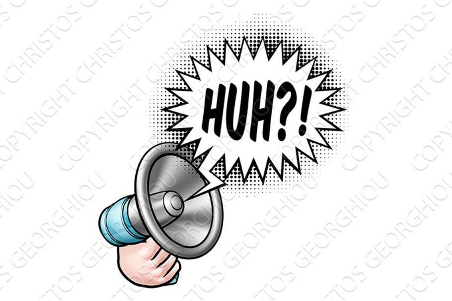 Megaphone Speech Bubble Cartoon  in Illustrations - product preview 8
