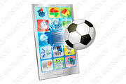 Soccer ball flying out of mobile phone