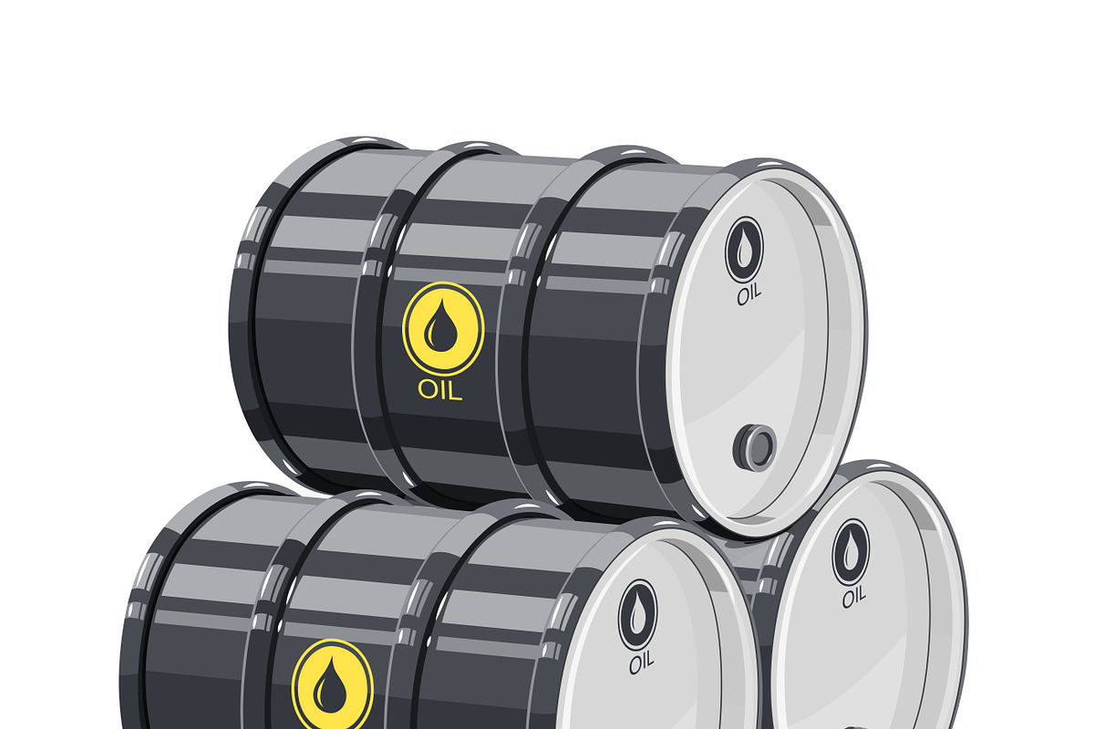 Three Black metal barrel for oil. in Illustrations - product preview 8