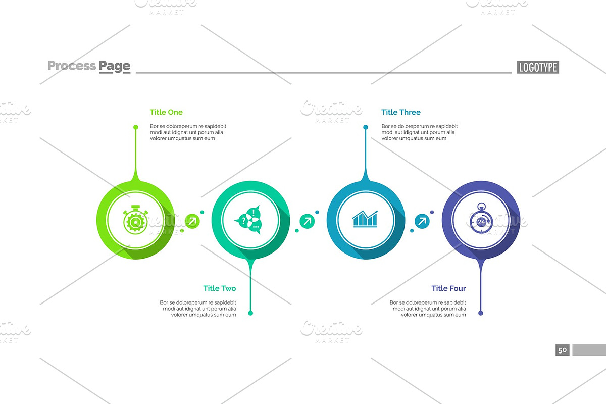 Four Aspects Flowchart Slide Template in Textures - product preview 8
