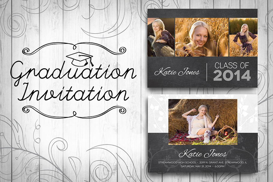 Graduation Invitation - Chalkboard in Postcard Templates - product preview 8