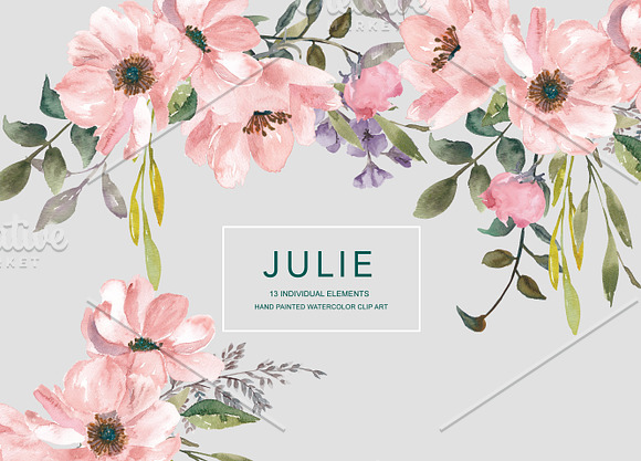 Watercolor Blush Wild Roses in Illustrations - product preview 1