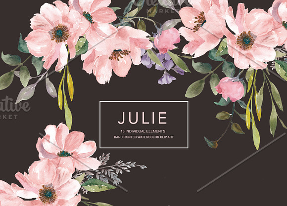 Watercolor Blush Wild Roses in Illustrations - product preview 2