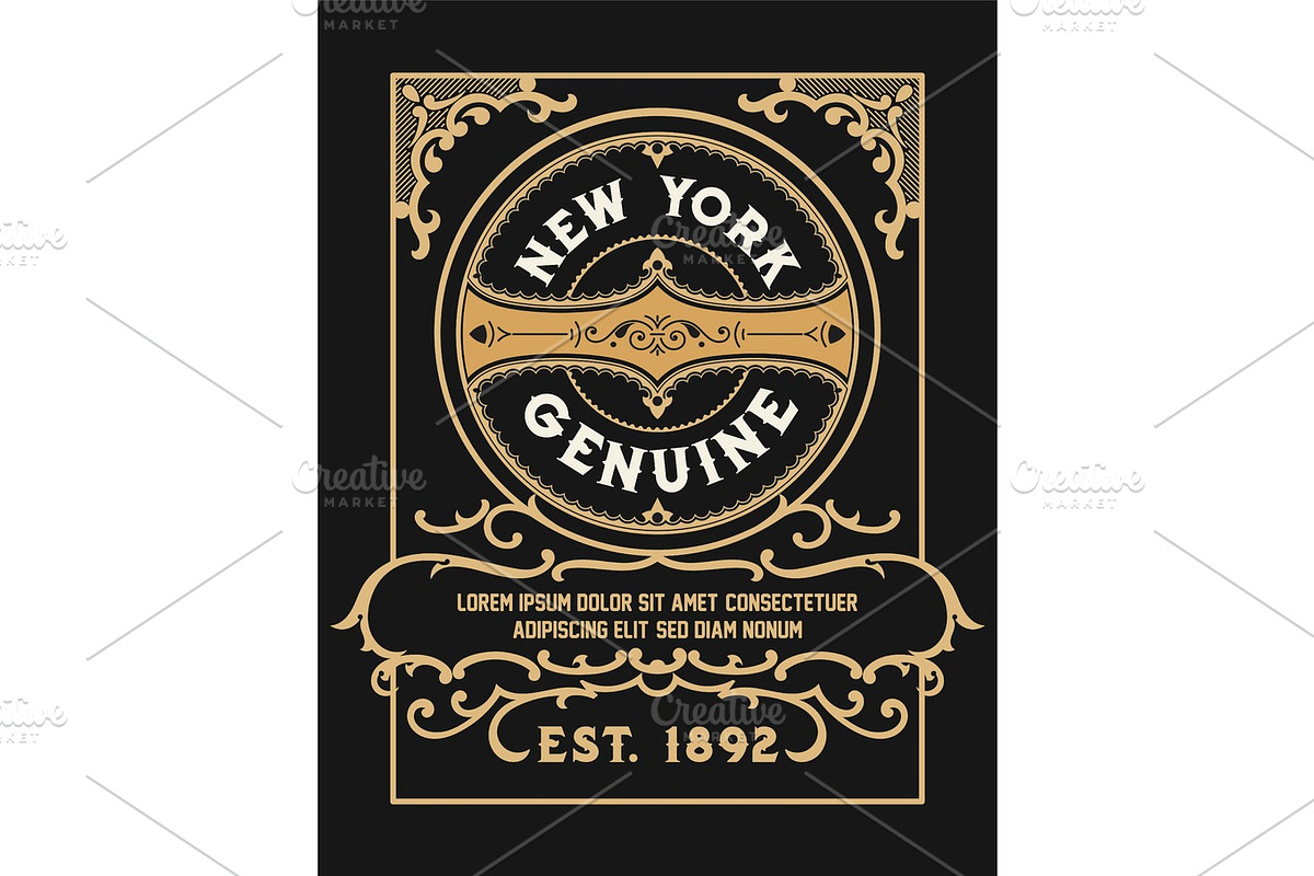Vintage card with central logo in Illustrations - product preview 8