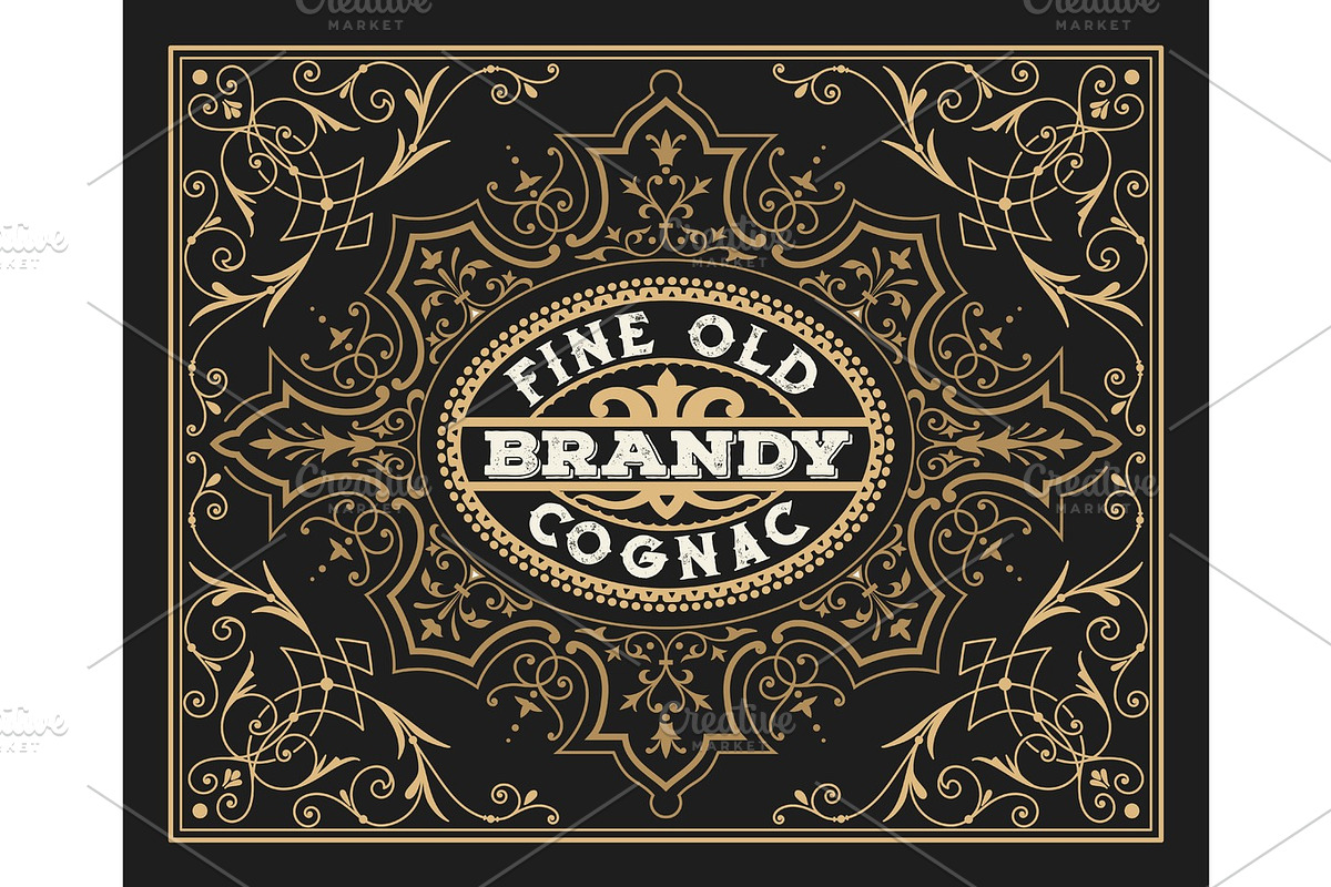Old  label design for Brandy and Wine label, Restaurant banner,  in Illustrations - product preview 8