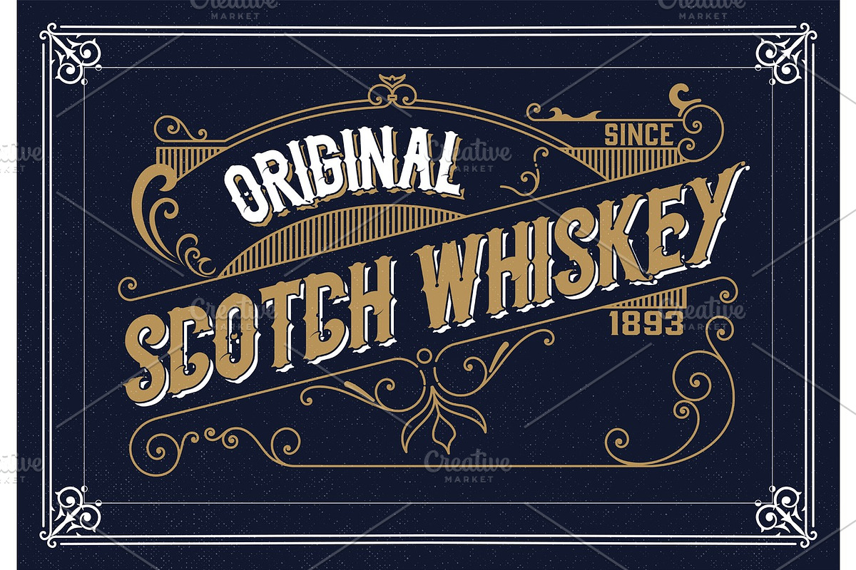 Old  label design for Whiskey and Wine label, Restaurant banner, in Illustrations - product preview 8