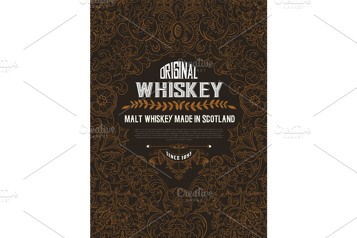 Old  label design for Whiskey and Wine label, Restaurant banner, in Illustrations - product preview 8