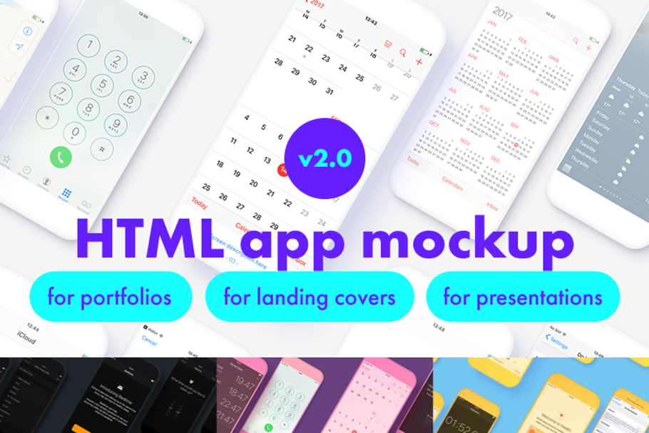Responsive 9 phones mockup HTML in Website Templates - product preview 8