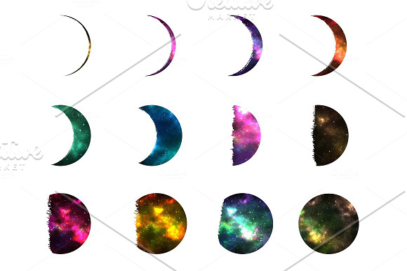 Galaxy Phases of the Moon + Bonus in Illustrations - product preview 3