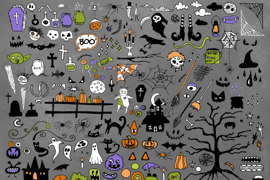 Halloween Doodles Vector Clipart