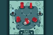 Gas color isometric concept icons