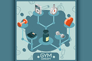 Gym color isometric concept icons