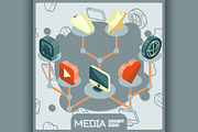 Media isometric concept icons
