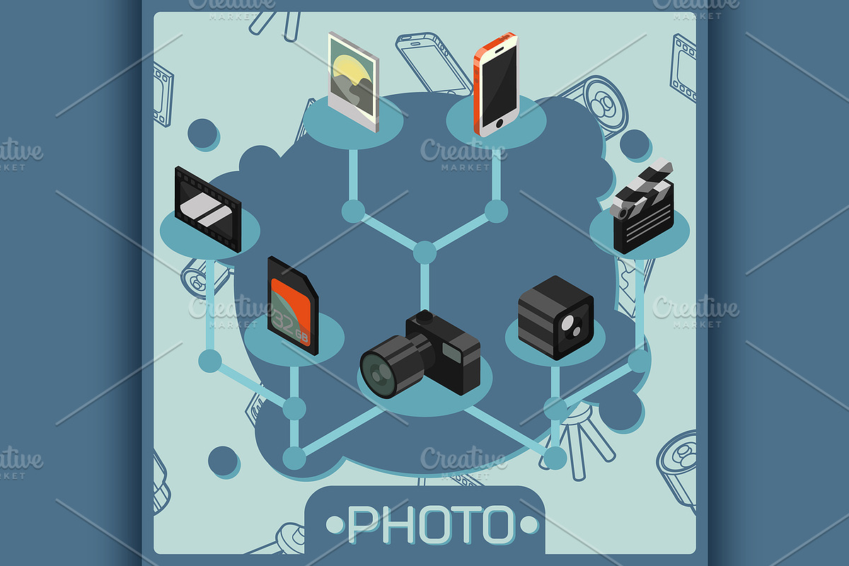 Photo color isometric concept in Illustrations - product preview 8