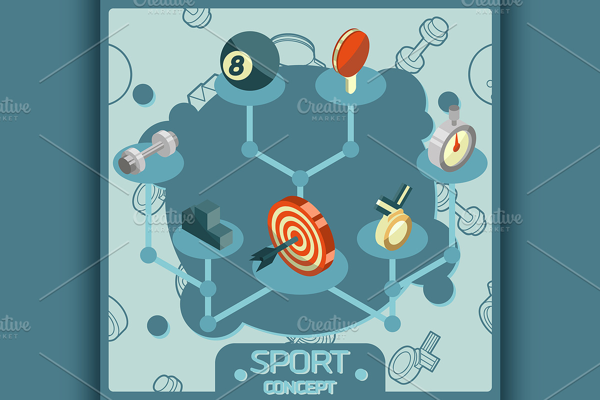 Sport color isometric concept icons in Illustrations - product preview 8
