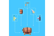 Wine Barrel and Connected Icon Vector Illustration