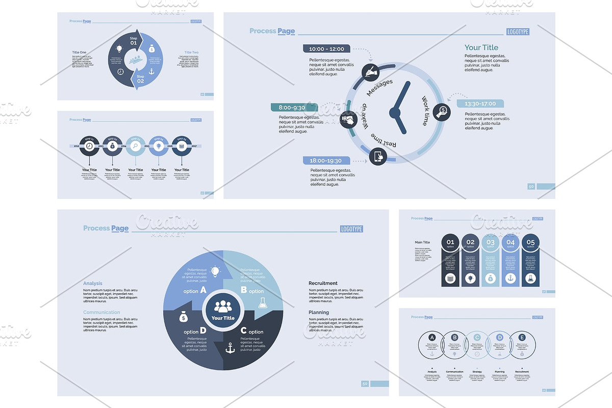 Six Planning Slide Templates Set in Illustrations - product preview 8