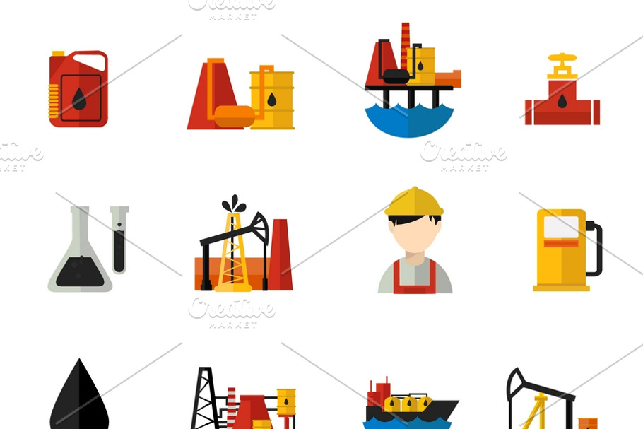 Oil Industry Icons Flat Set in Graphics - product preview 8
