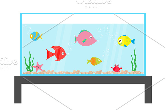 Fish set swimming at aquarium  in Illustrations - product preview 1