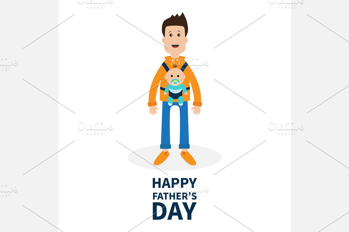 Happy fathers day. Man holding baby in Illustrations - product preview 8