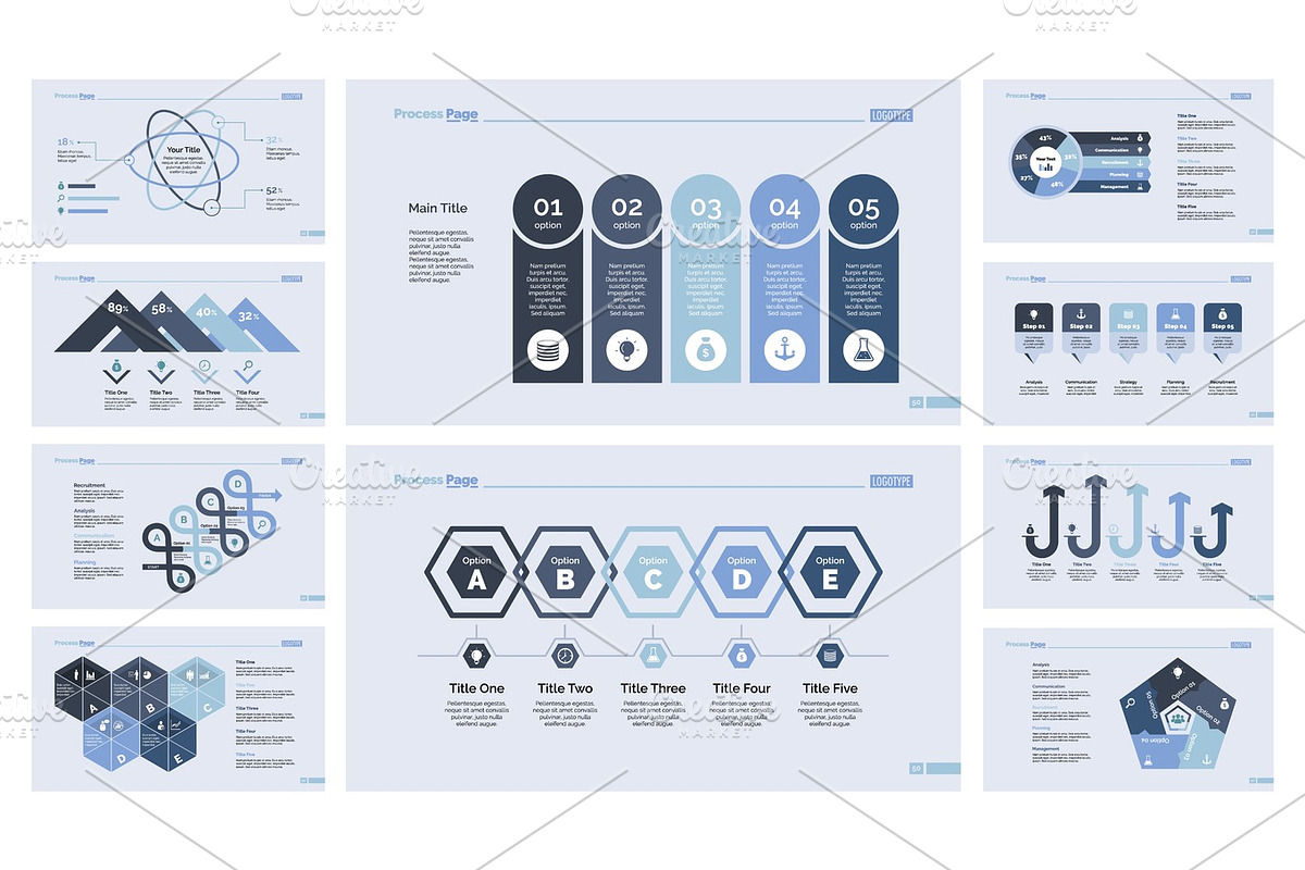 Ten Marketing Slide Templates Set in Illustrations - product preview 8