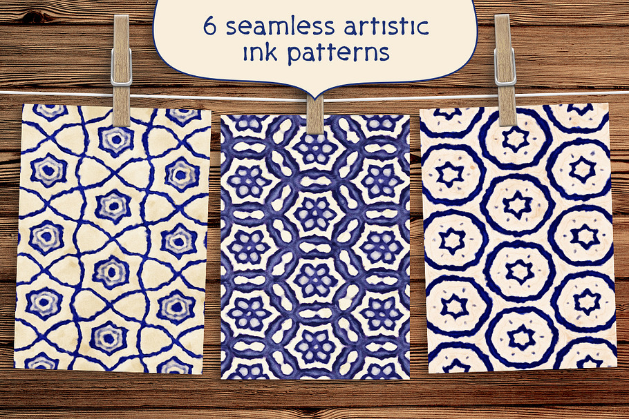 6 artistic ink floral patterns in Patterns - product preview 8