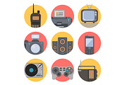 Media technology flat icons