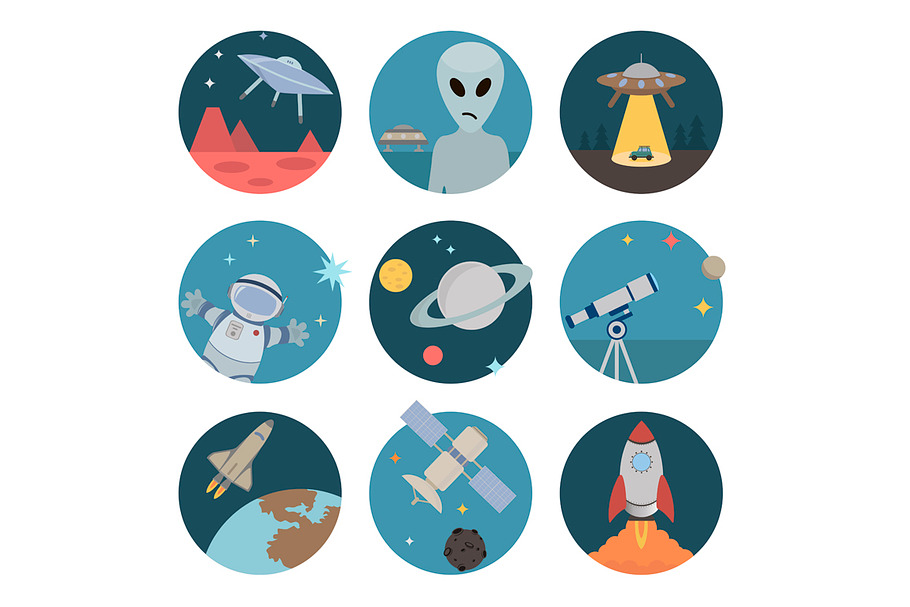 Space flat icons in Objects - product preview 8